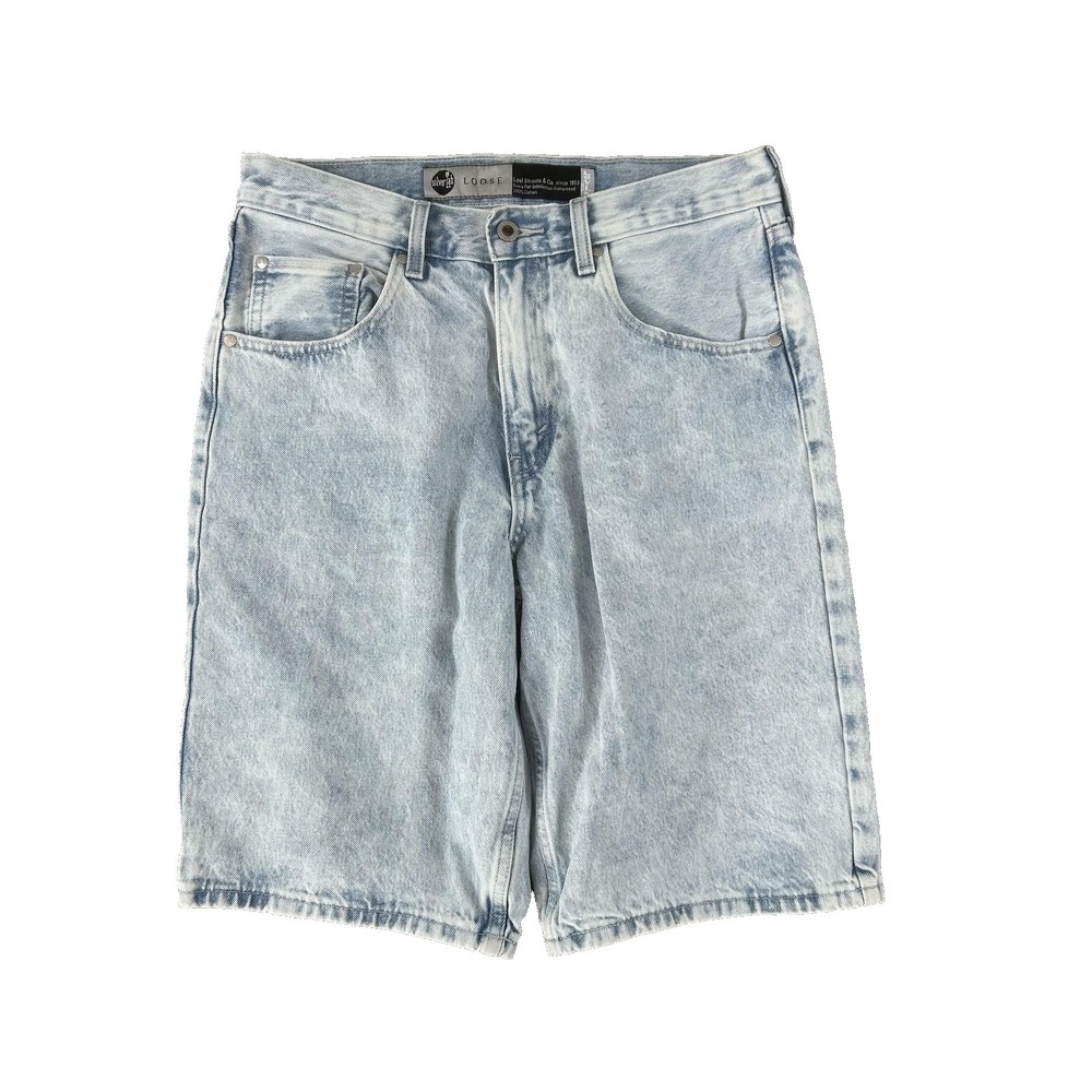 Levi's SilverTab Shorts Mens 32 Blue Denim Loose Bermuda Acid Wash Relaxed Fit